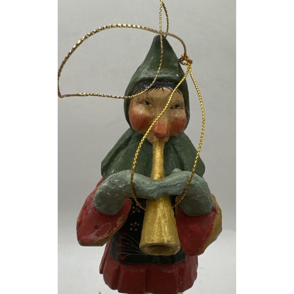 2 VTG HOFH Lord A Leaping Piper Piping Wooden Ornaments 12 Days Of Christmas - Picture 3 of 13
